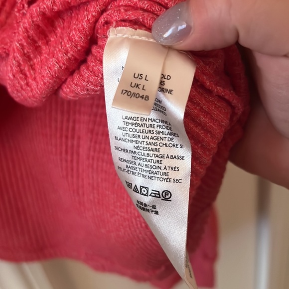 Free People We The Free Hot Pink Waffle Top EUC XL 🩷 - Picture 4 of 4